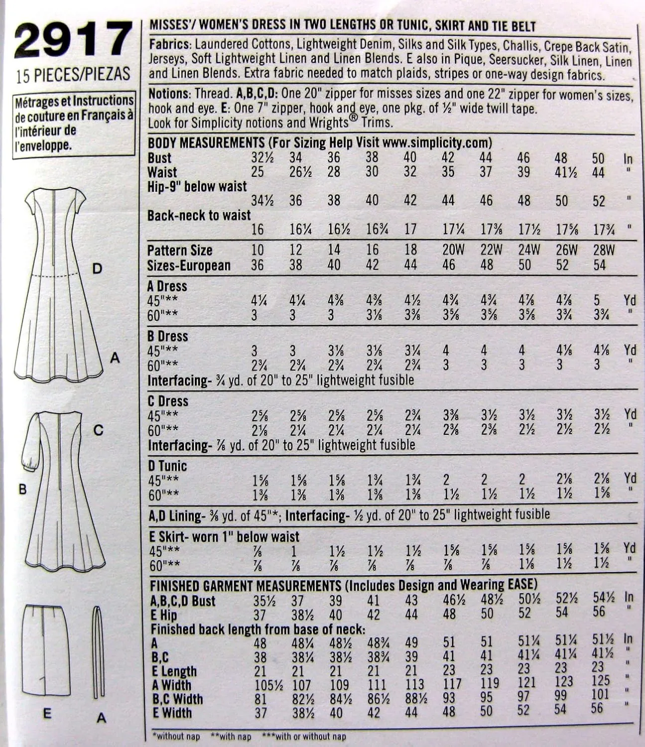 2917 Dress and Tunic Sewing Pattern for Women by Karen Z ,Sizes 10-18