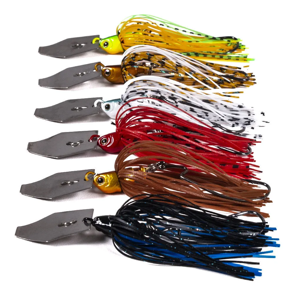 6 PCS Chatterbaits With Sequin and Tassel Tail