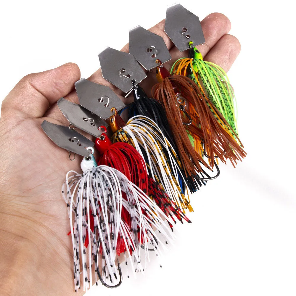 6 PCS Chatterbaits With Sequin and Tassel Tail