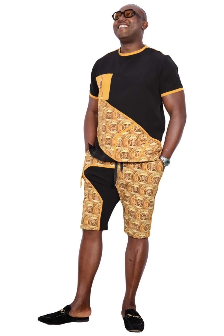 African Ankara T-shirt for Men Yellow