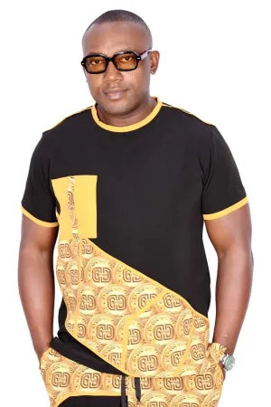 African Ankara T-shirt for Men Yellow