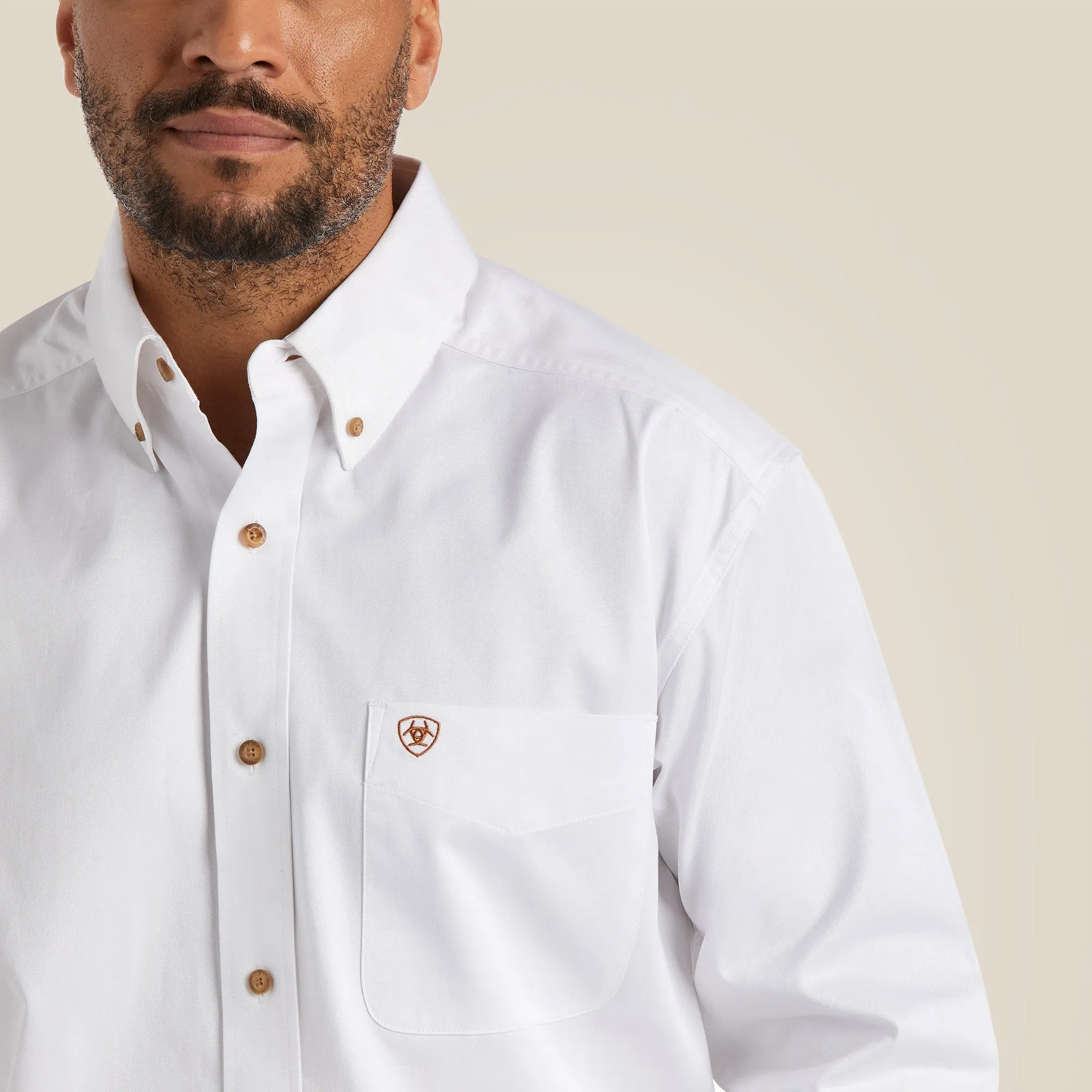 Ariat Men's Solid White Shirt Long Sleeve Classic
