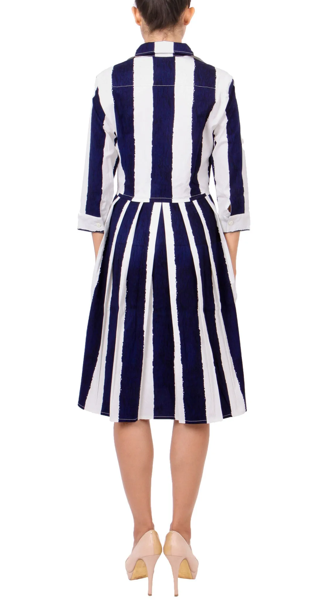 Audrey Dress Shirt Collar 3/4 Sleeve Regular Cotton Stretch (Dali Stripe)