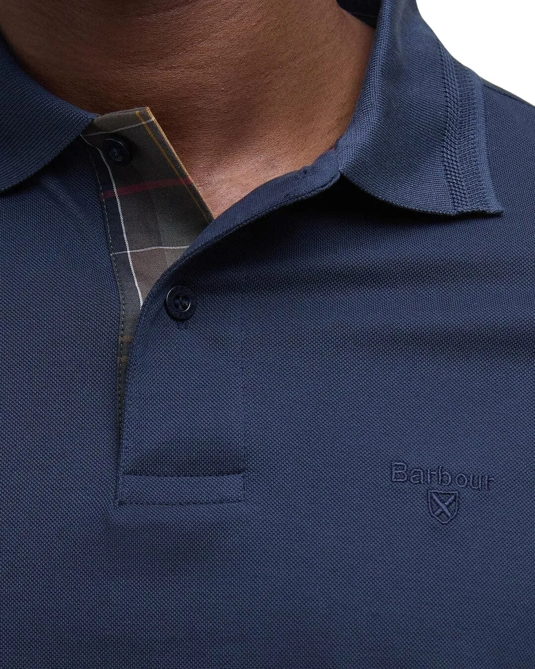 Barbour Men's Tartan Pique Polo Shirt Navy