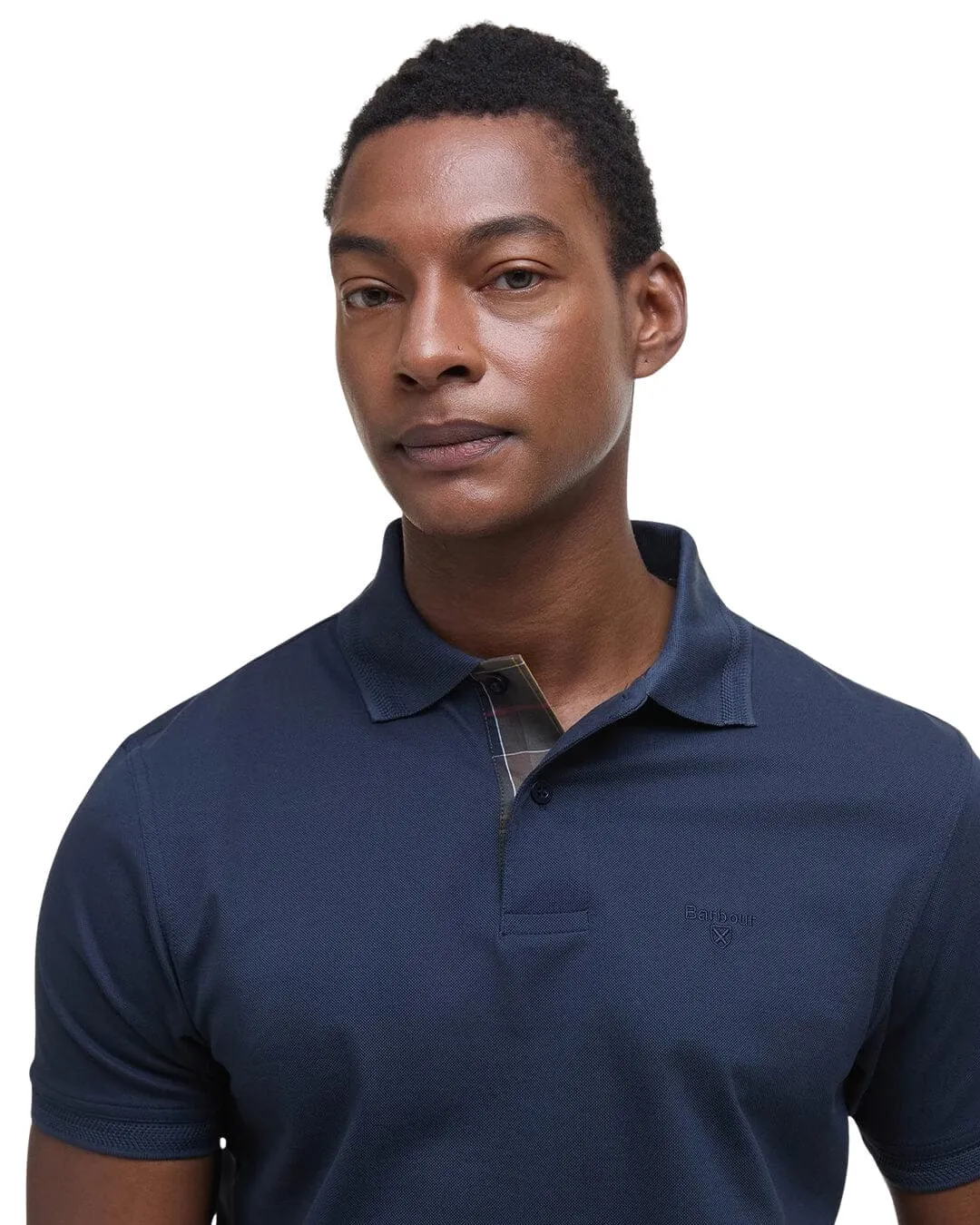 Barbour Men's Tartan Pique Polo Shirt Navy