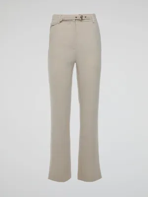 Beige Flared Trousers