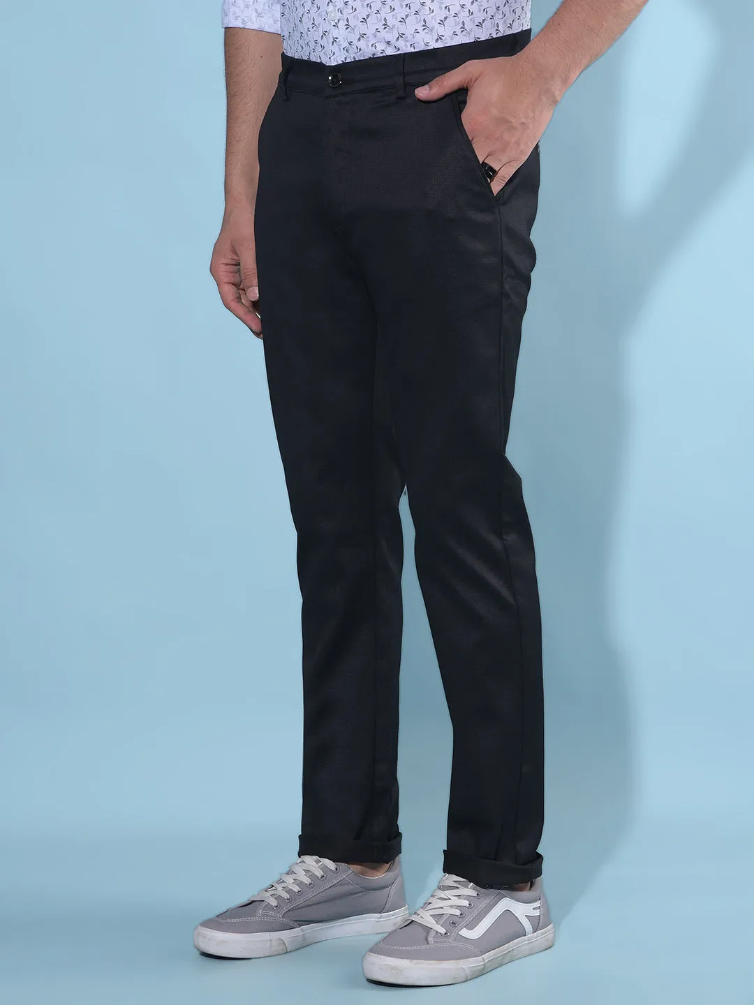 Black Regular Cotton Trousers