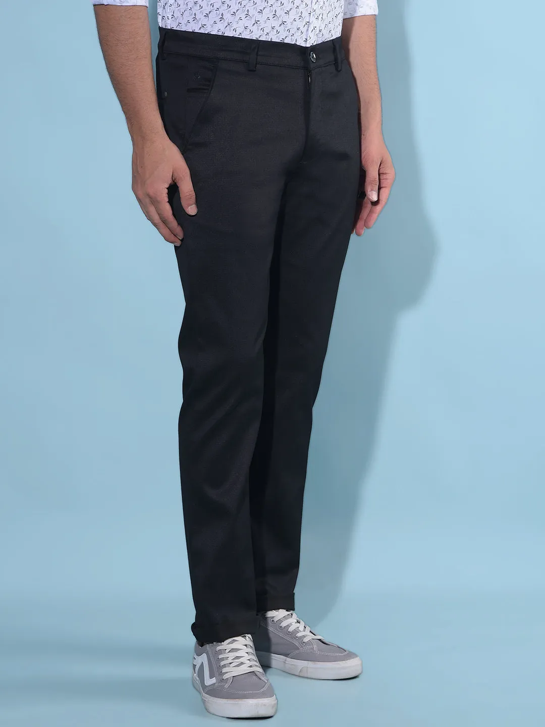 Black Regular Cotton Trousers