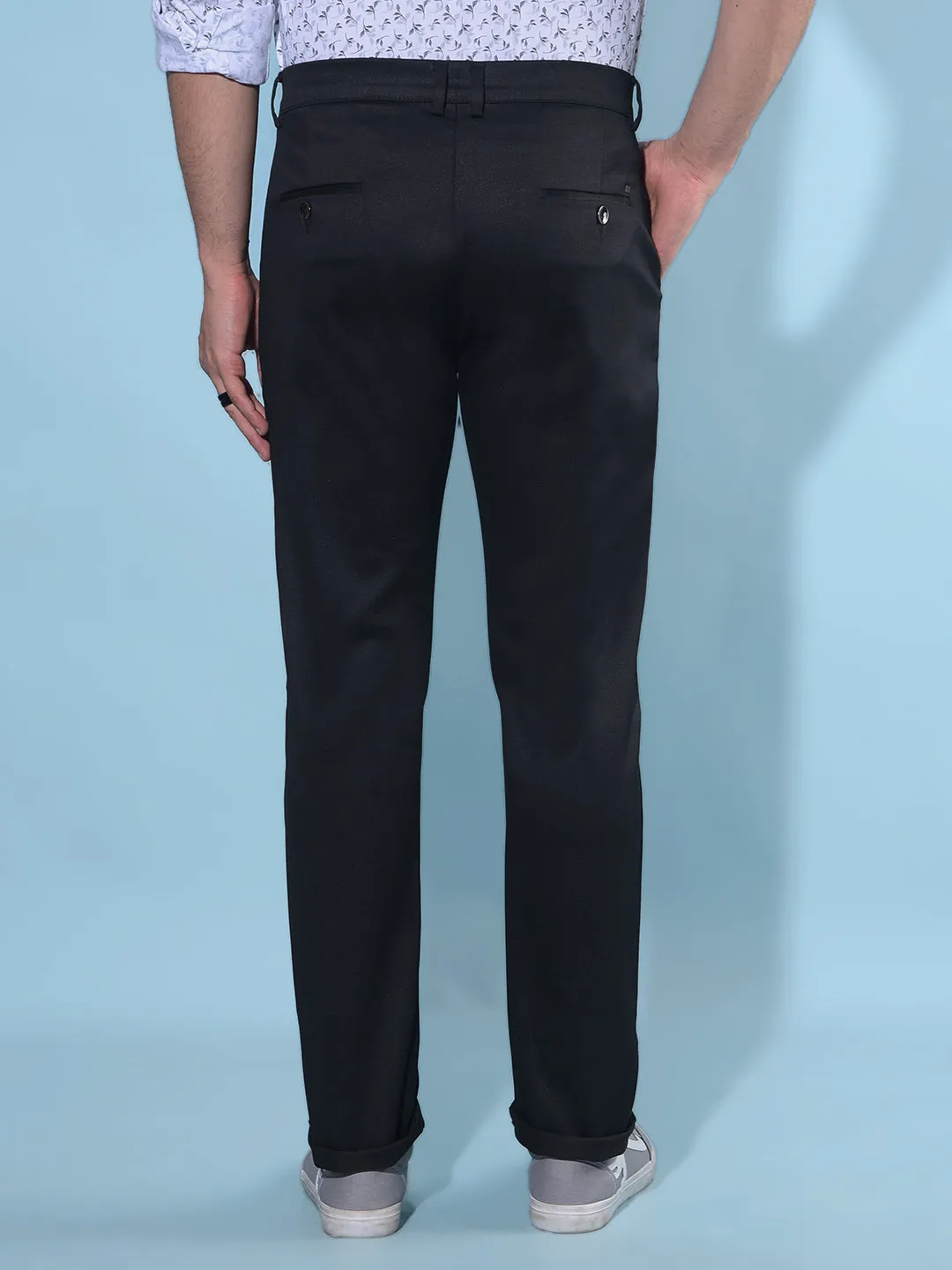 Black Regular Cotton Trousers