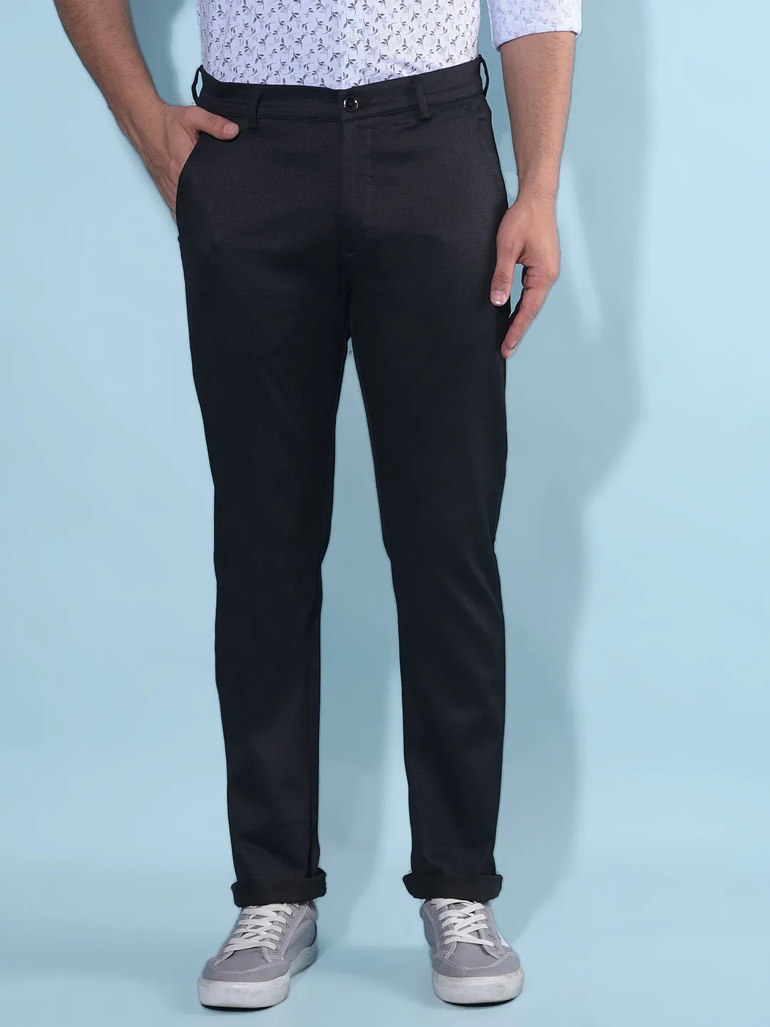 Black Regular Cotton Trousers