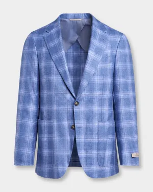 Blue Exclusive Prince Of Wales Check Silk Cashmere Sports Jacket