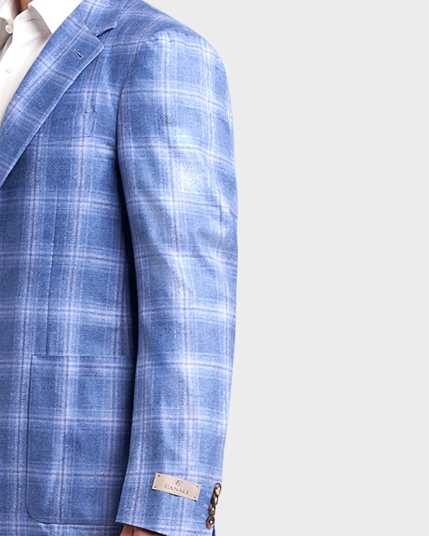 Blue Exclusive Prince Of Wales Check Silk Cashmere Sports Jacket