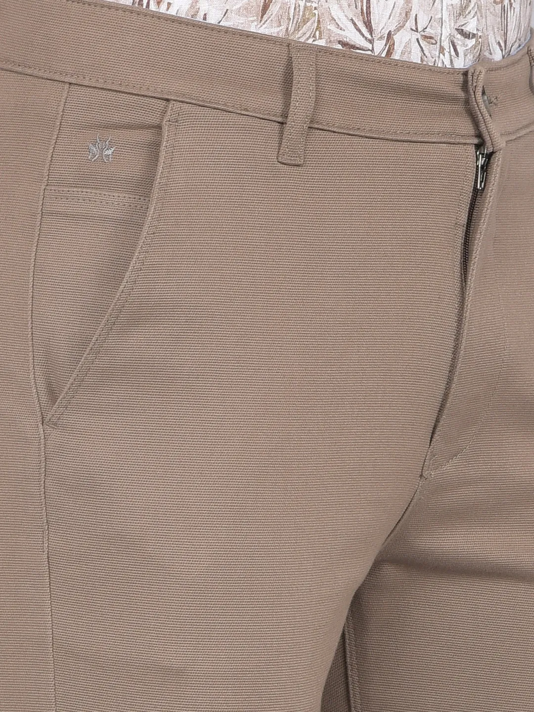 Brown Printed Straight Trousers