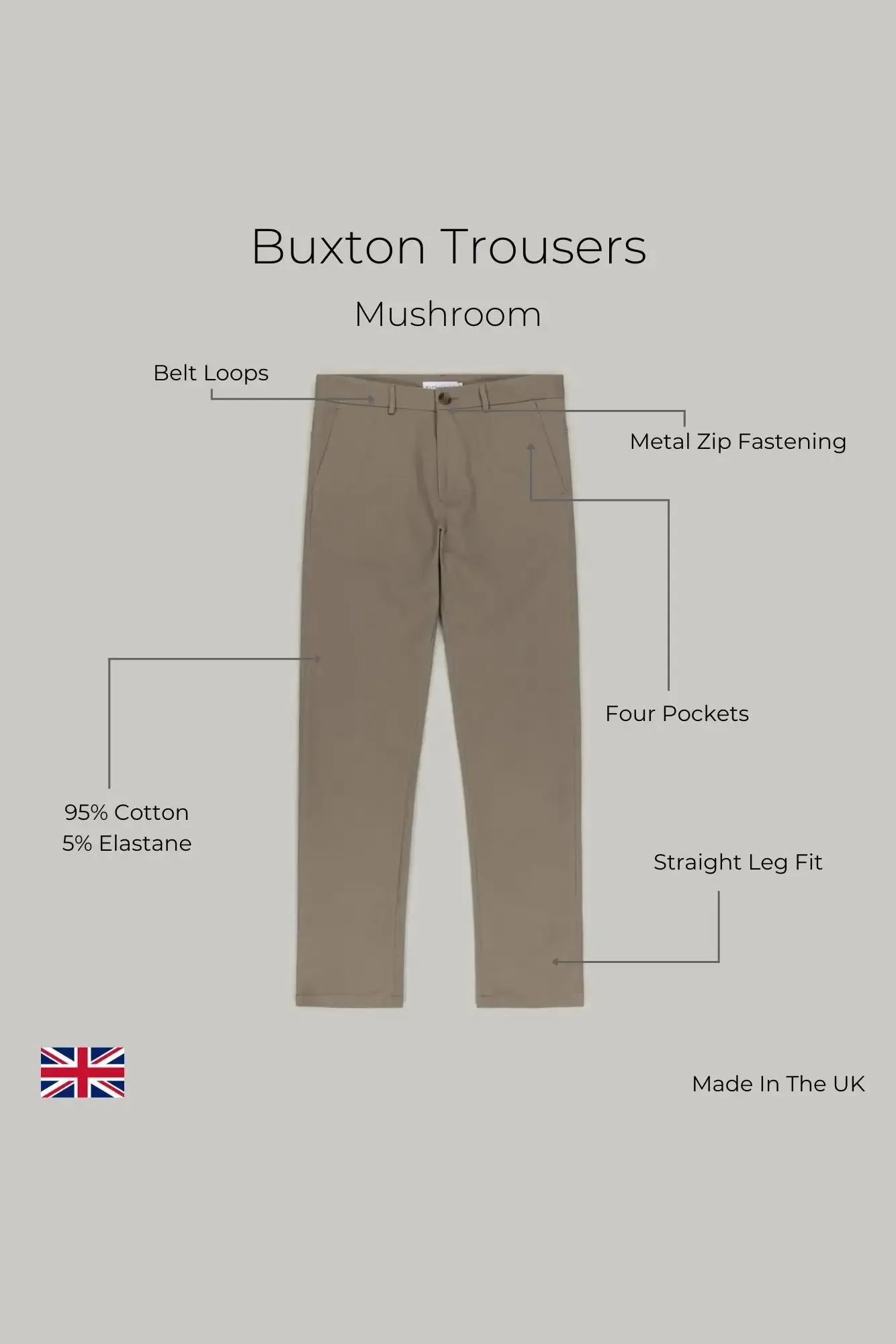 Buxton Trouser - Mushroom - Regular Leg