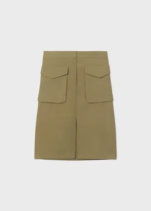 Cargo Pencil Skirt in Cotton Canvas - Sage