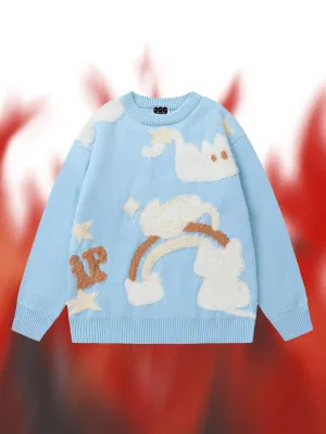 Cartoon Cat Club Jacquard Sweater