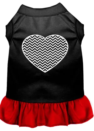Chevron Heart Screen Print Dress Black With Red Sm