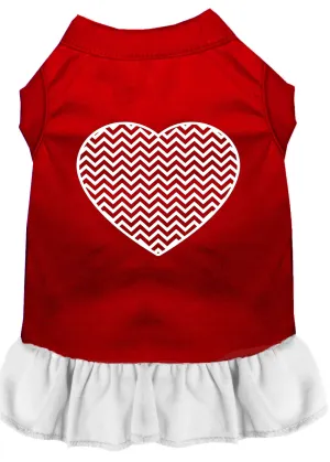Chevron Heart Screen Print Dress Red With White Sm