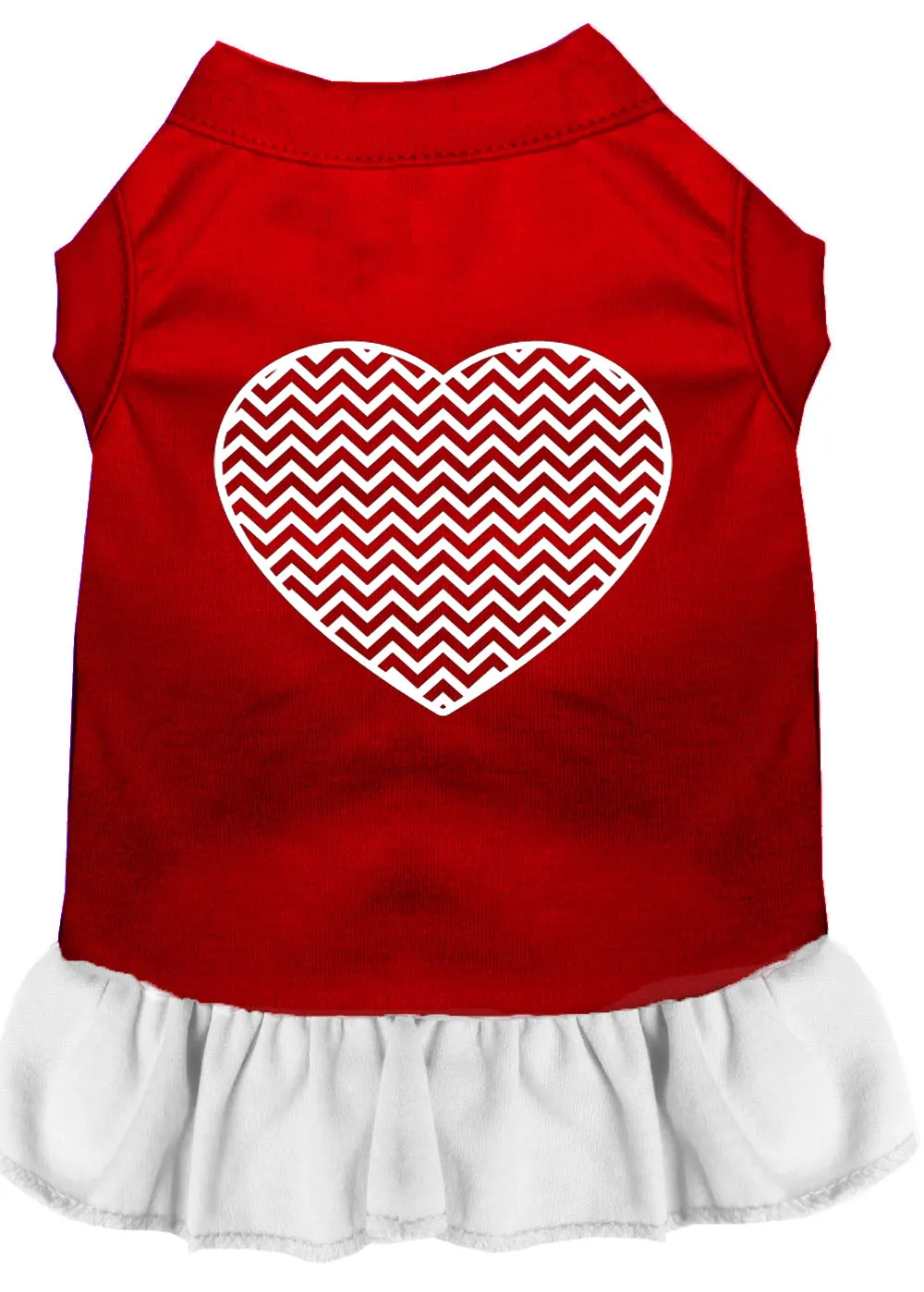 Chevron Heart Screen Print Dress Red With White Sm