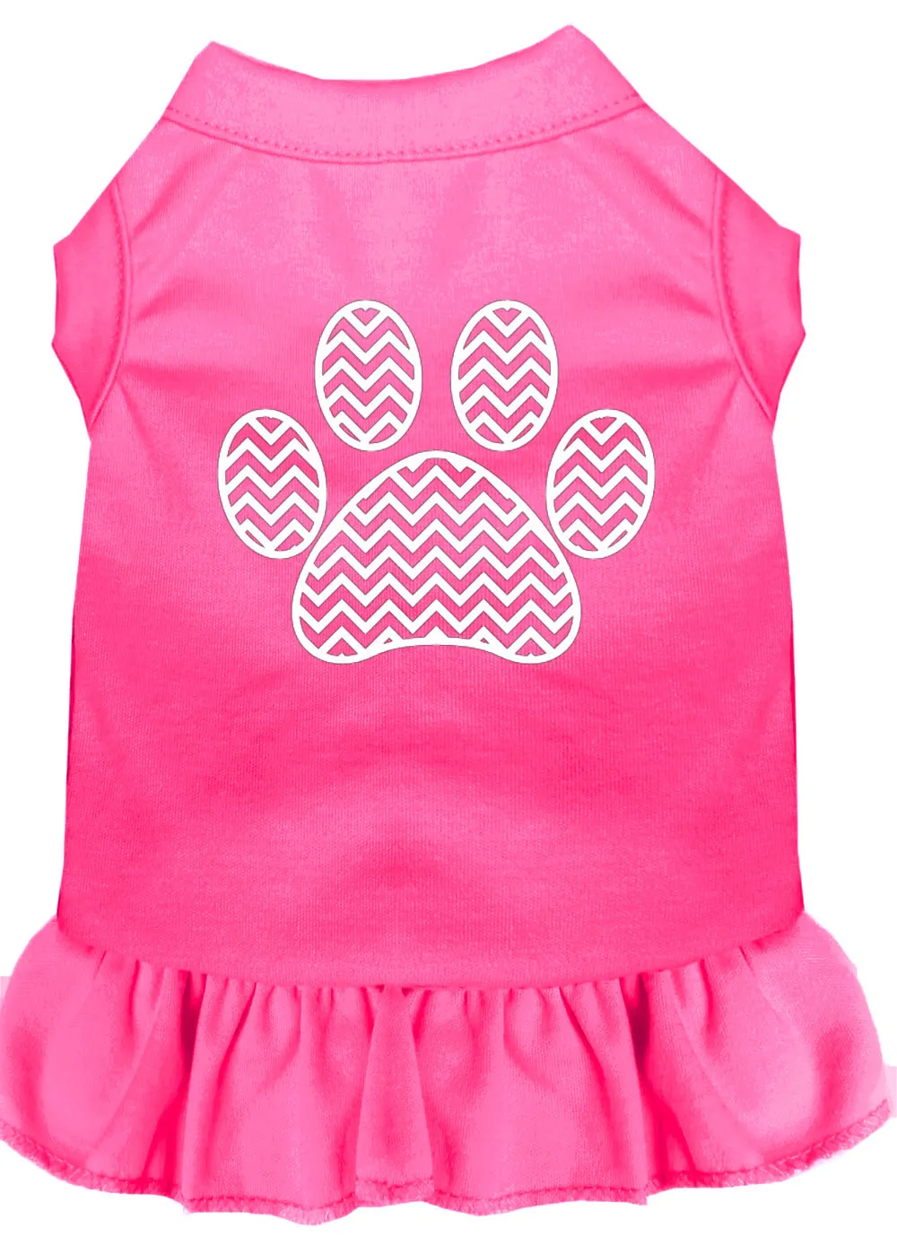 Chevron Paw Screen Print Dress Bright Pink Xl