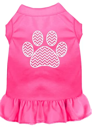 Chevron Paw Screen Print Dress Bright Pink Xl