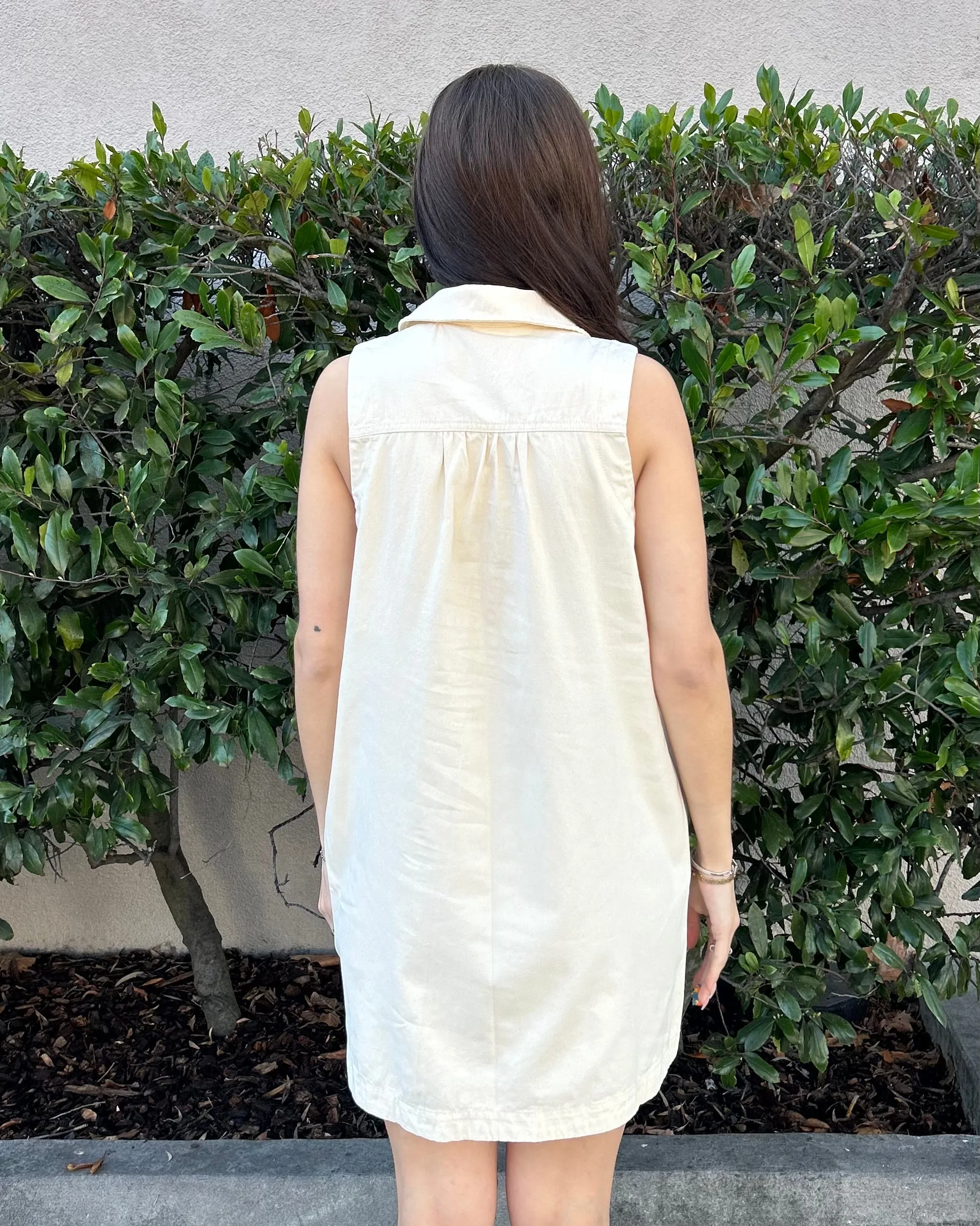 Collared Mini Dress - Ecru - FINAL SALE