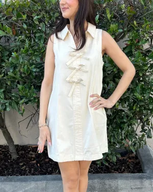 Collared Mini Dress - Ecru - FINAL SALE