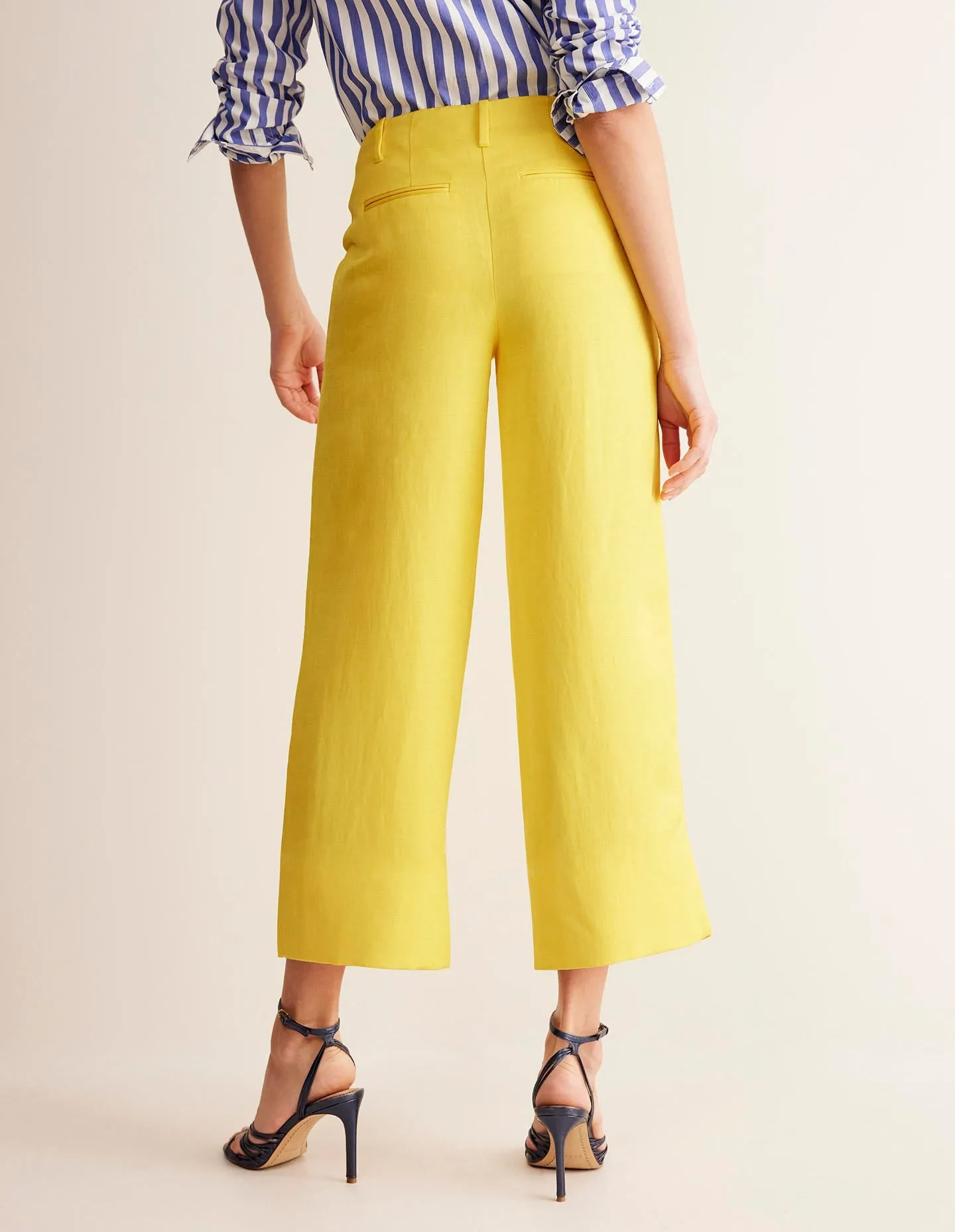 Cropped Twill Trousers-Vibrant Yellow