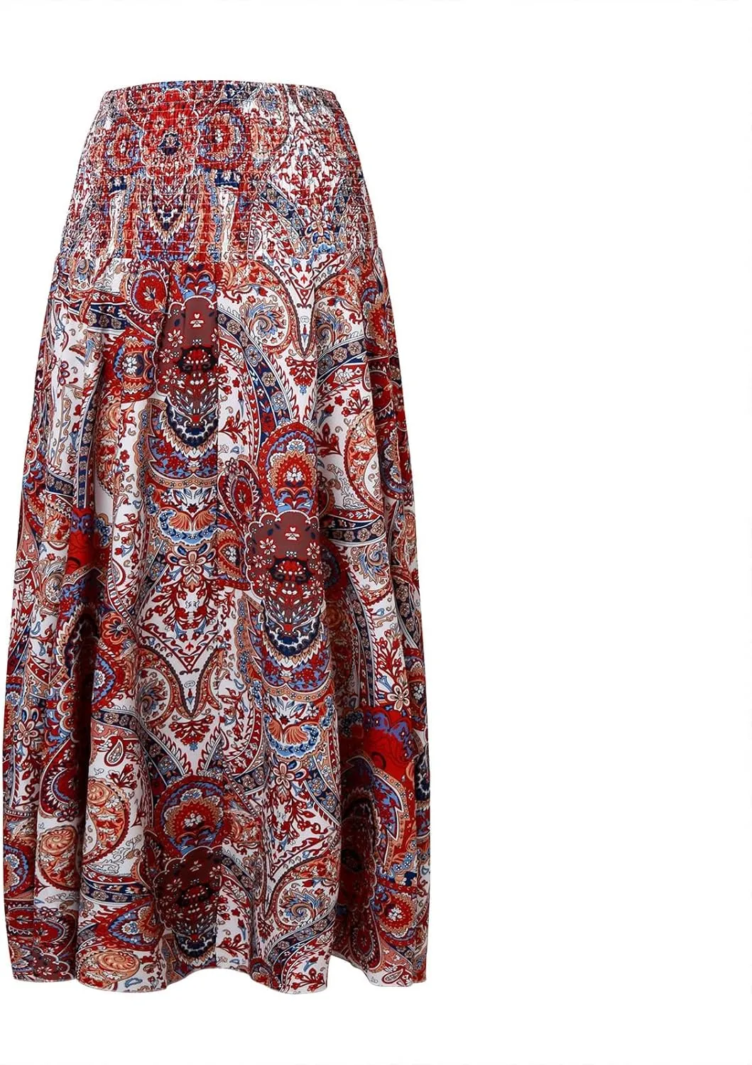 Cute Skirts for Women Trendy High Elastic Waist Paisley Print Loose Pleated Long Flowy Maxi Skirts Ladies Boha Dress
