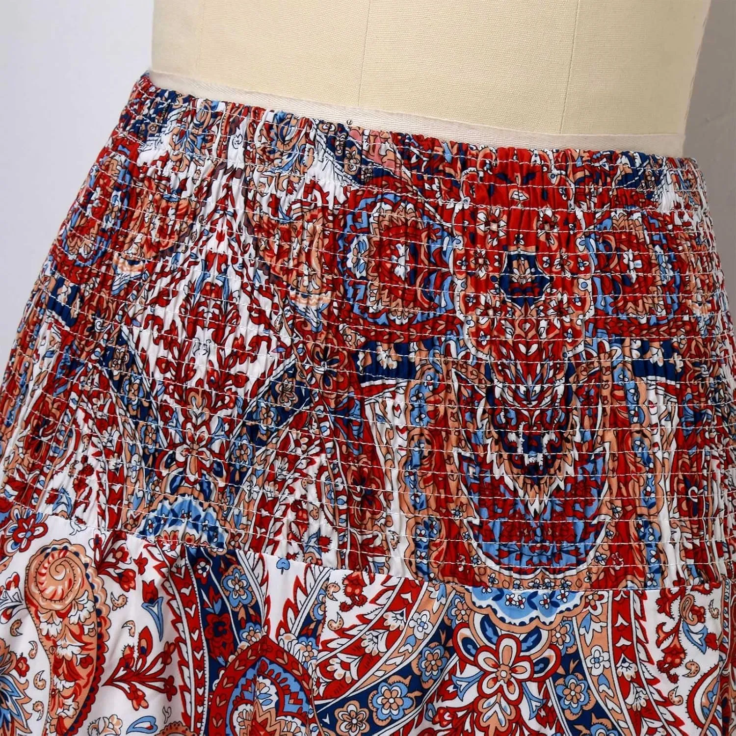 Cute Skirts for Women Trendy High Elastic Waist Paisley Print Loose Pleated Long Flowy Maxi Skirts Ladies Boha Dress