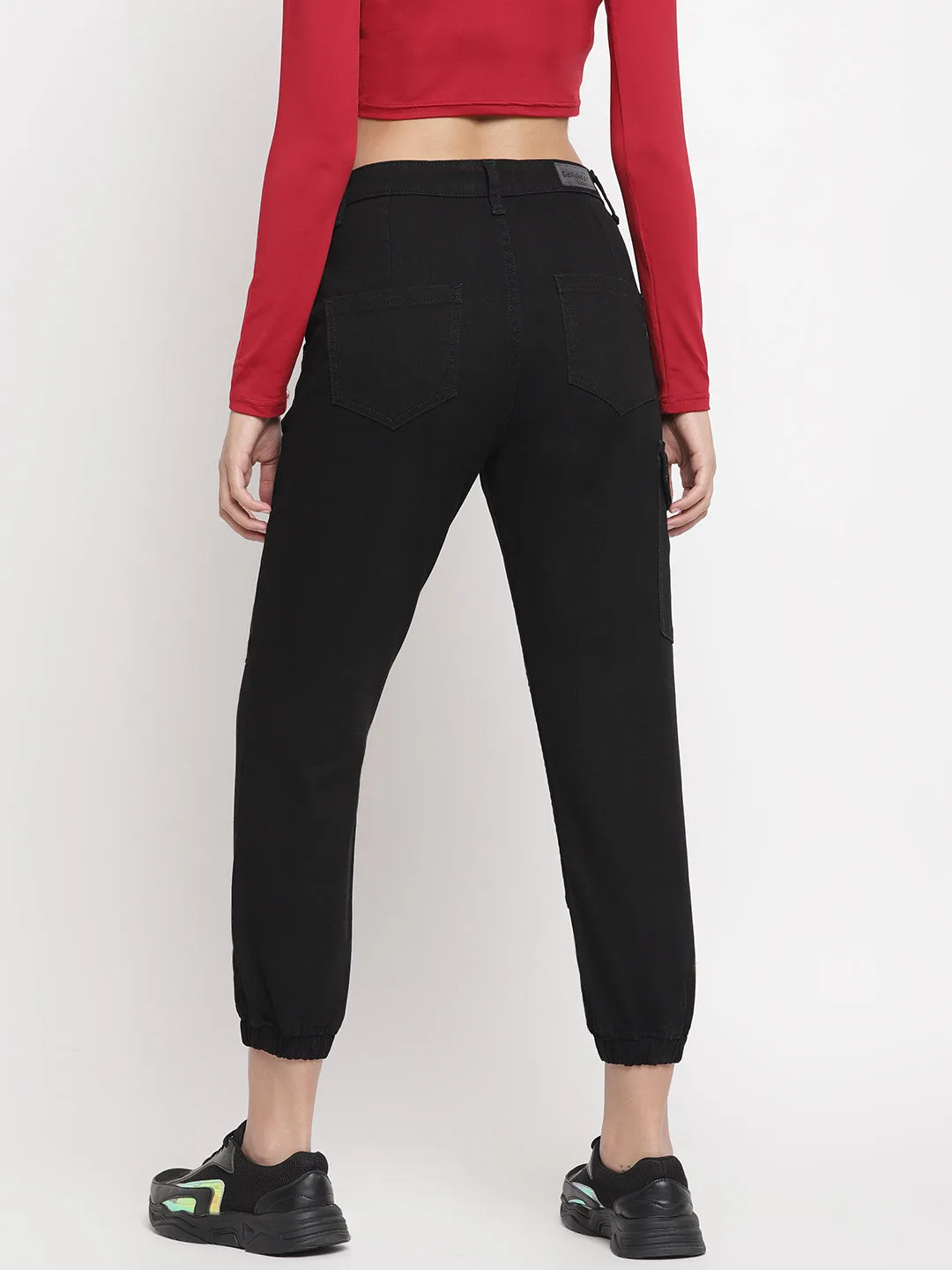 Distressed Black Denim Joggers