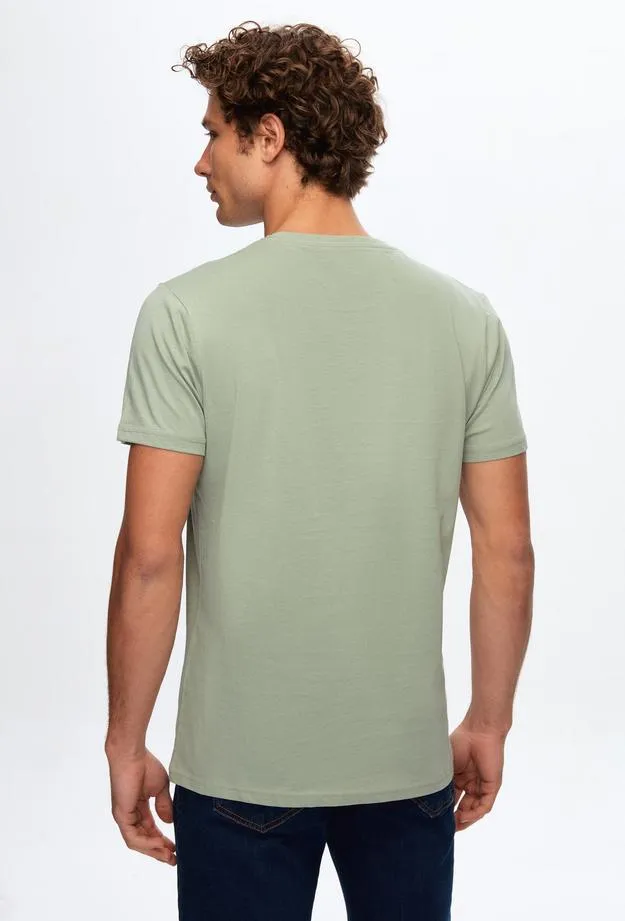 Ds Damat Regular Fit  Light Green Plain Knitted T-shirt