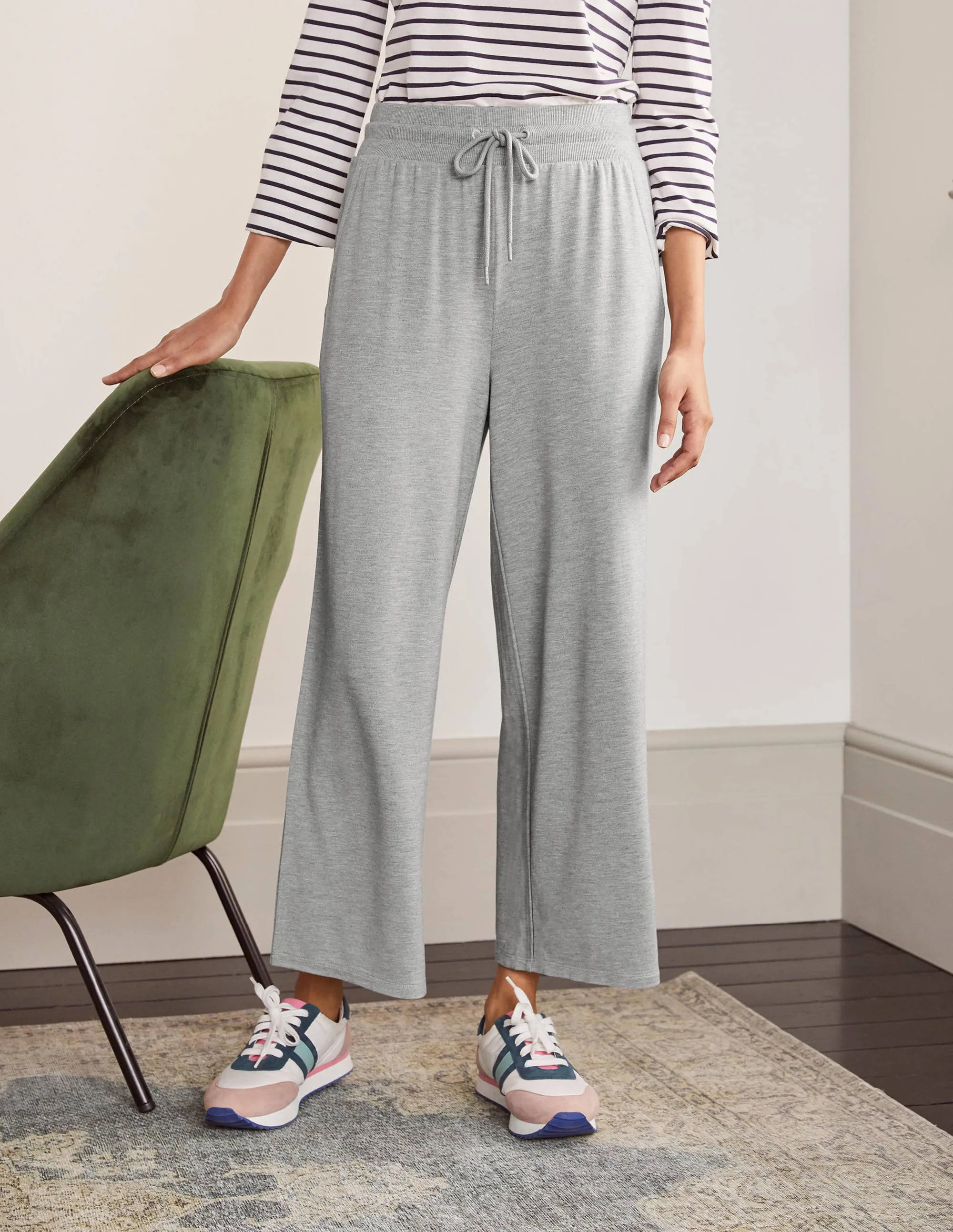 Emma Cropped Joggers-Grey Marl