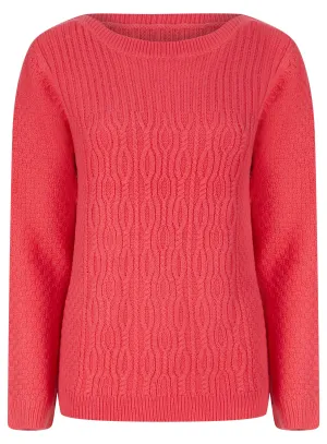 Ex Isle Ladies Ribbed Textured Cable Cozy Jumper