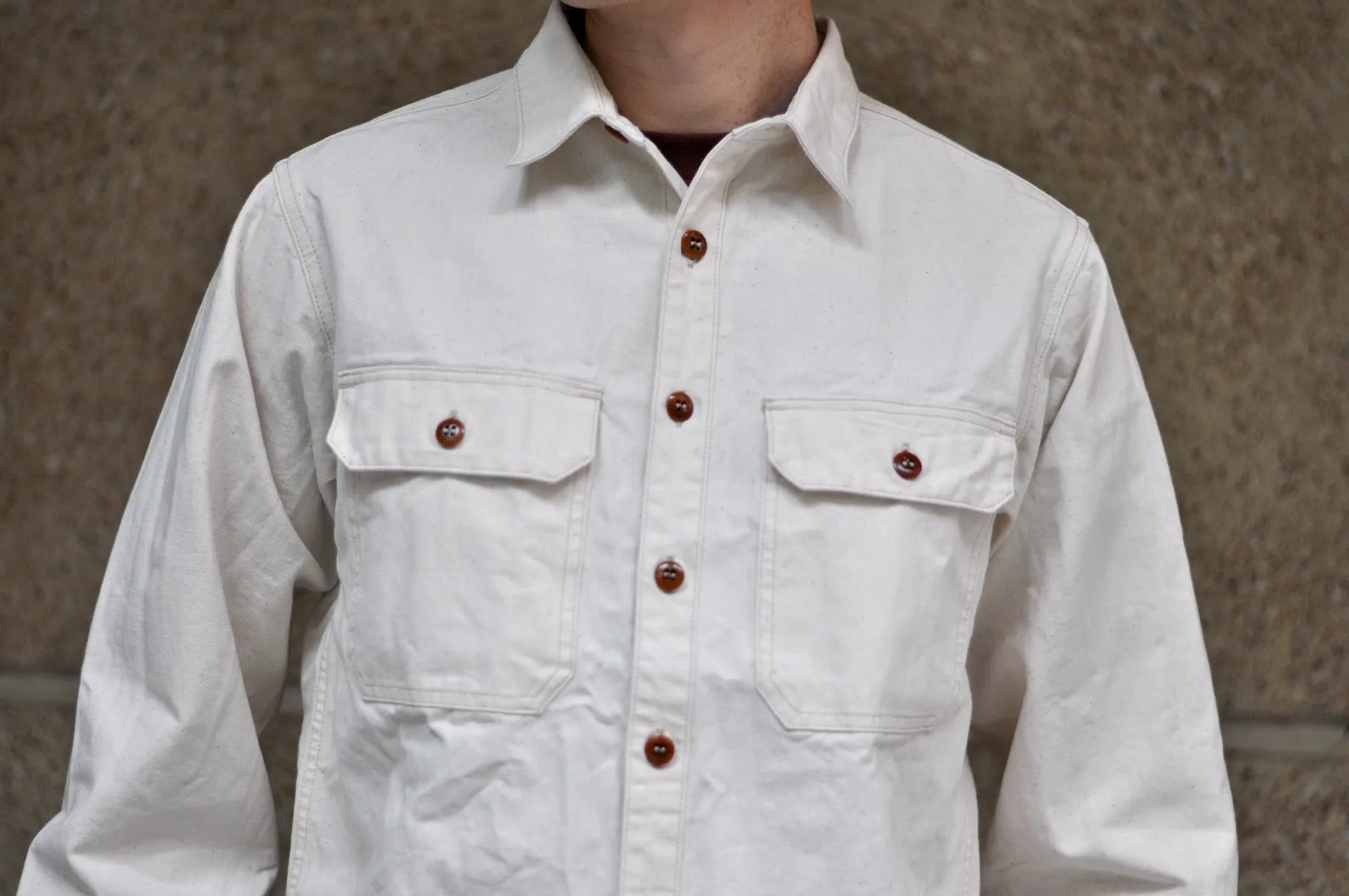 Freewheelers "Uplander" Heavyweight Duck Canvas Workshirt (Natural)