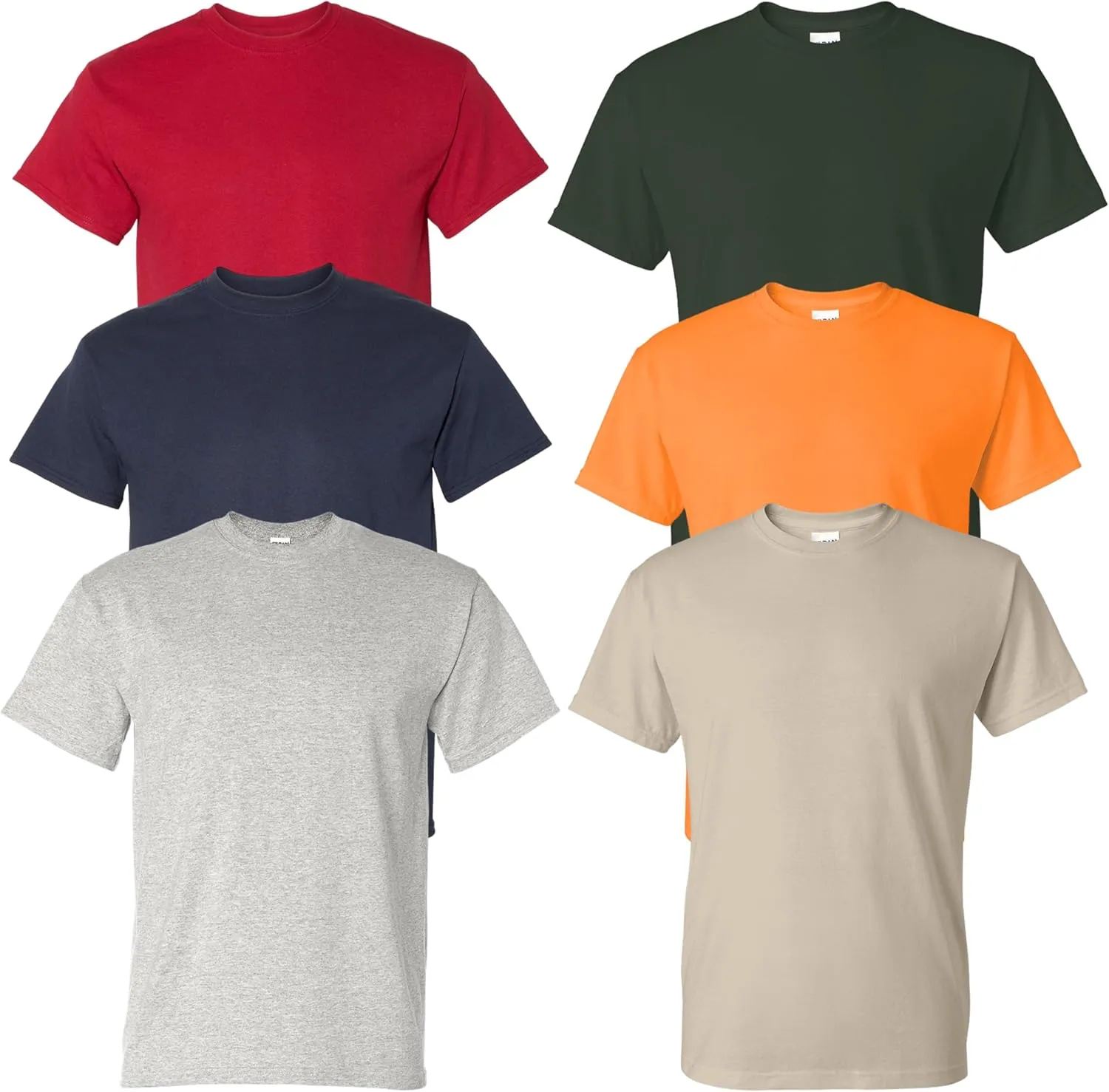 Gildan T-Shirt Men DryBlend, 50/50 Adult Tee 5.5Oz, Multipack 1I3I6I10 Set of 6, 2XL Multicolor