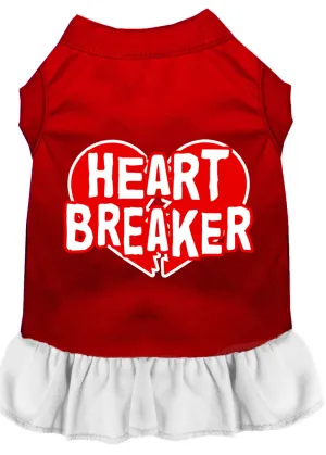 Heart Breaker Screen Print Dress Red With White Xxxl