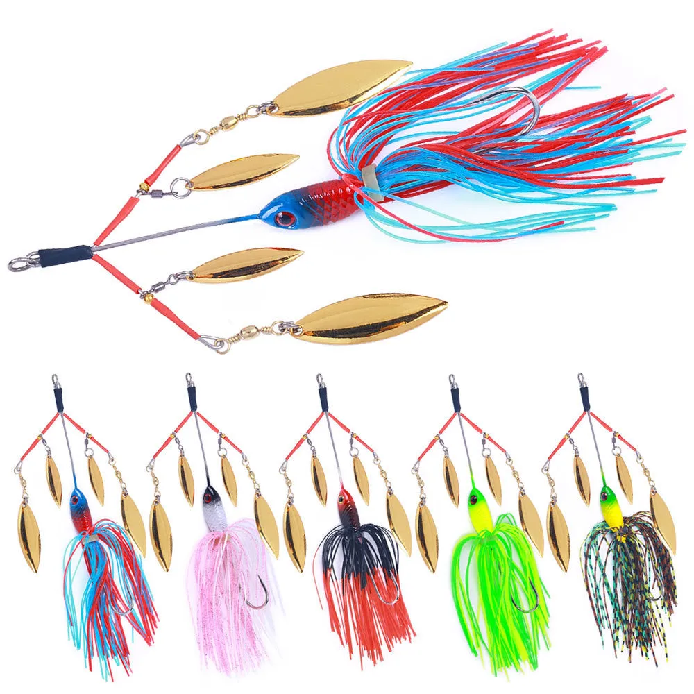HERCULES 5.12" Spinner Bait Jig with 4 Willow Leaf Sequins Fishing Lure