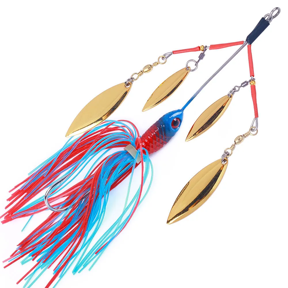 HERCULES 5.12" Spinner Bait Jig with 4 Willow Leaf Sequins Fishing Lure
