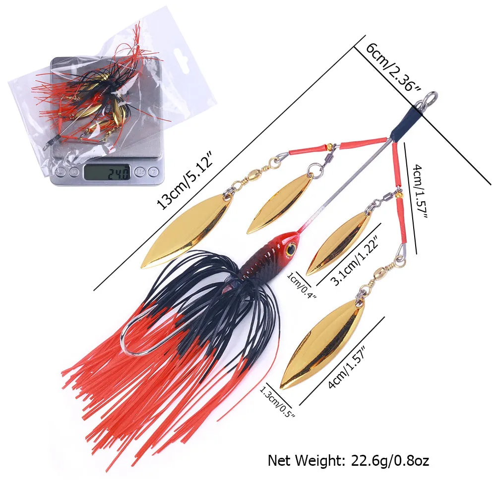HERCULES 5.12" Spinner Bait Jig with 4 Willow Leaf Sequins Fishing Lure