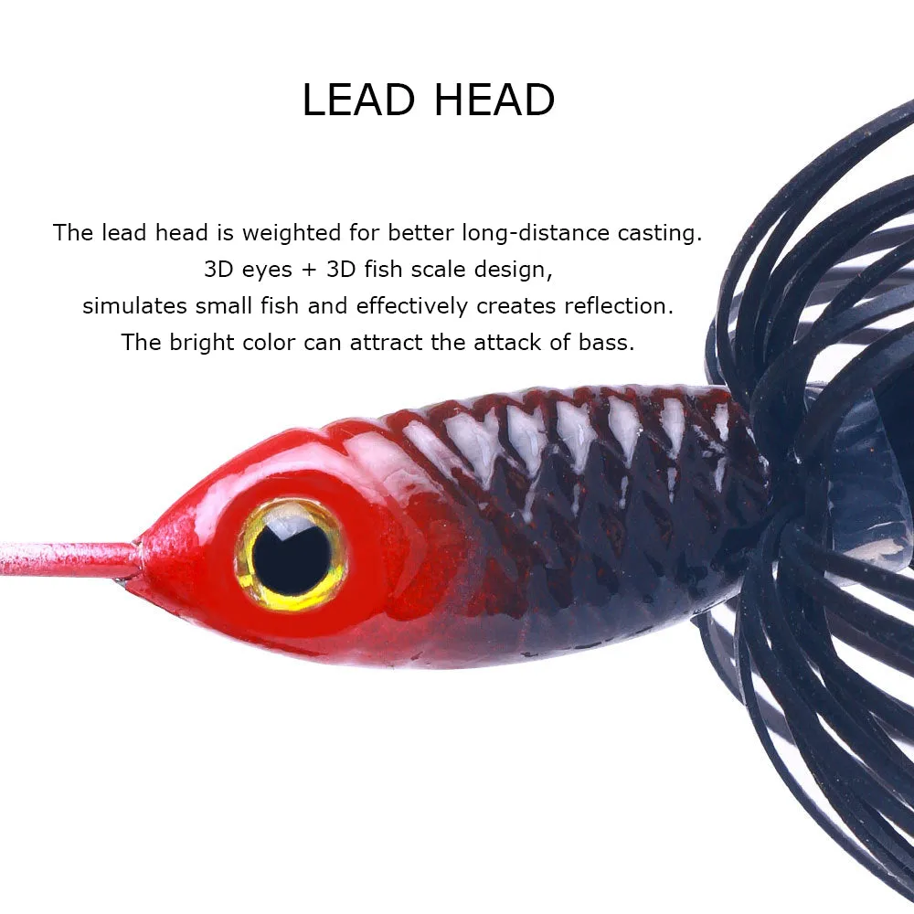 HERCULES 5.12" Spinner Bait Jig with 4 Willow Leaf Sequins Fishing Lure
