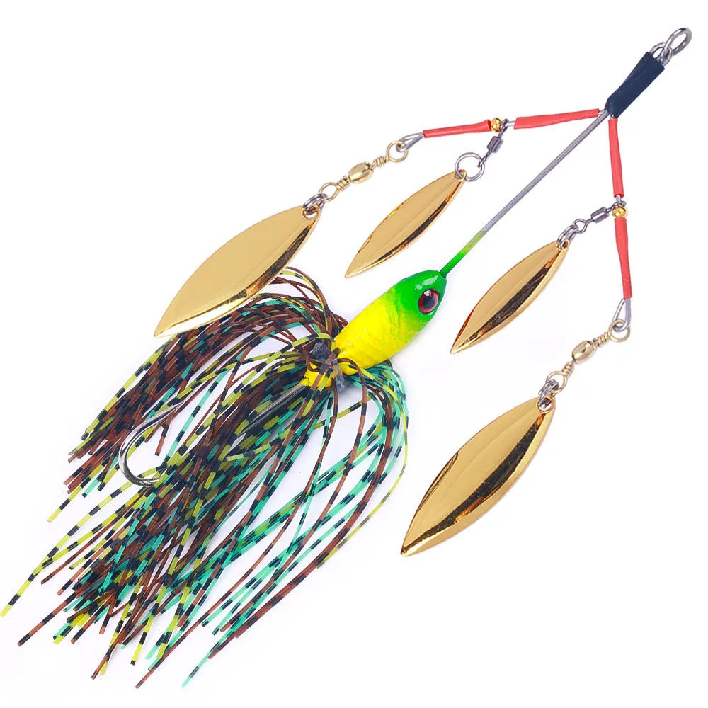 HERCULES 5.12" Spinner Bait Jig with 4 Willow Leaf Sequins Fishing Lure