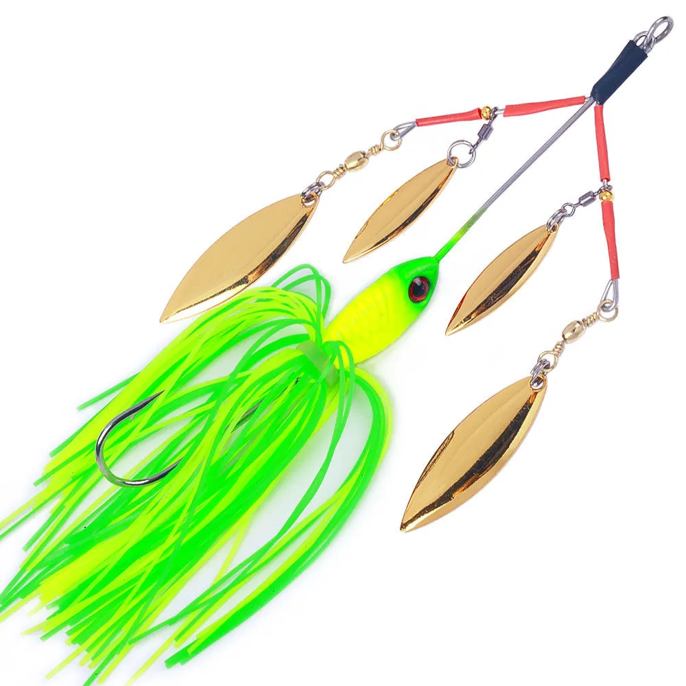 HERCULES 5.12" Spinner Bait Jig with 4 Willow Leaf Sequins Fishing Lure