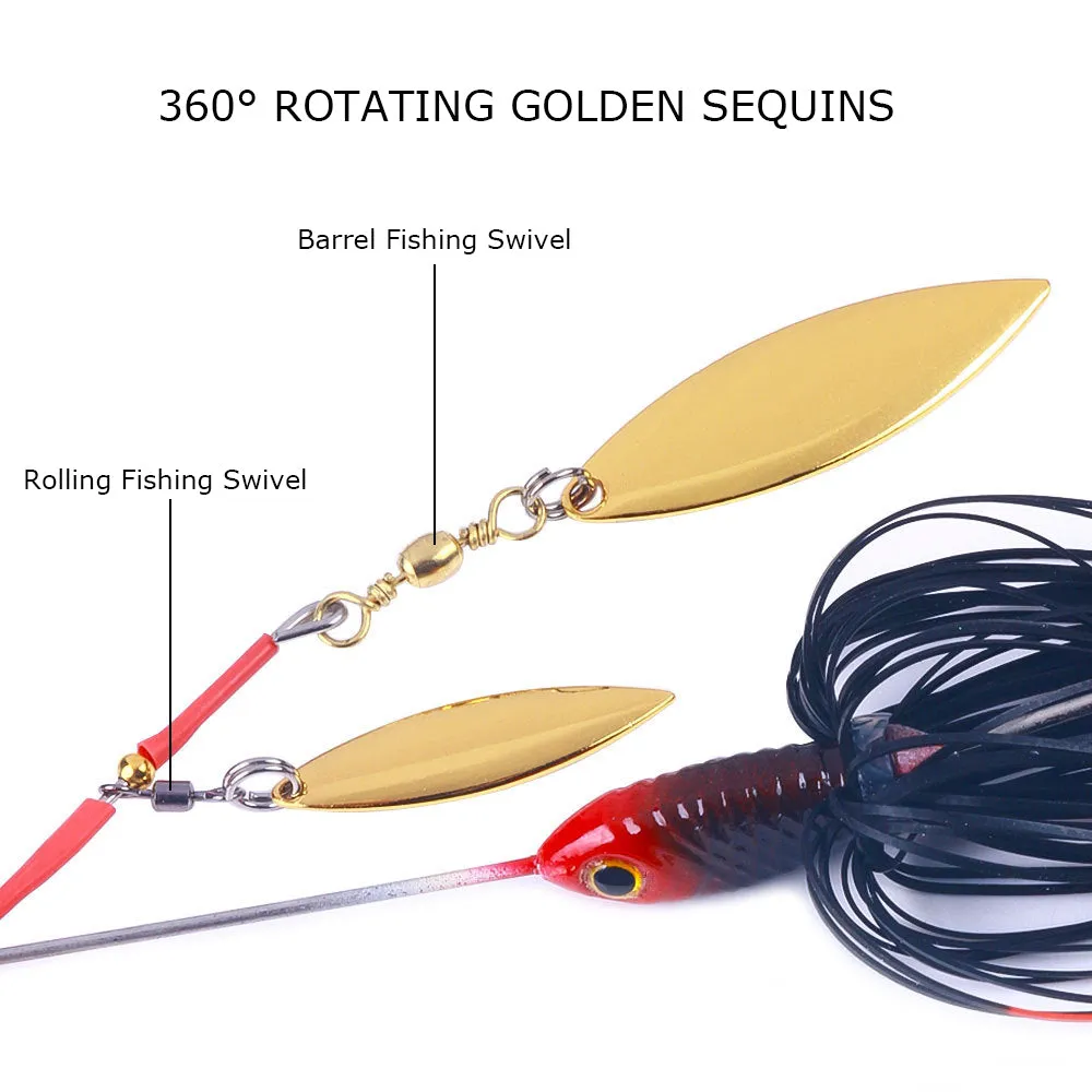 HERCULES 5.12" Spinner Bait Jig with 4 Willow Leaf Sequins Fishing Lure
