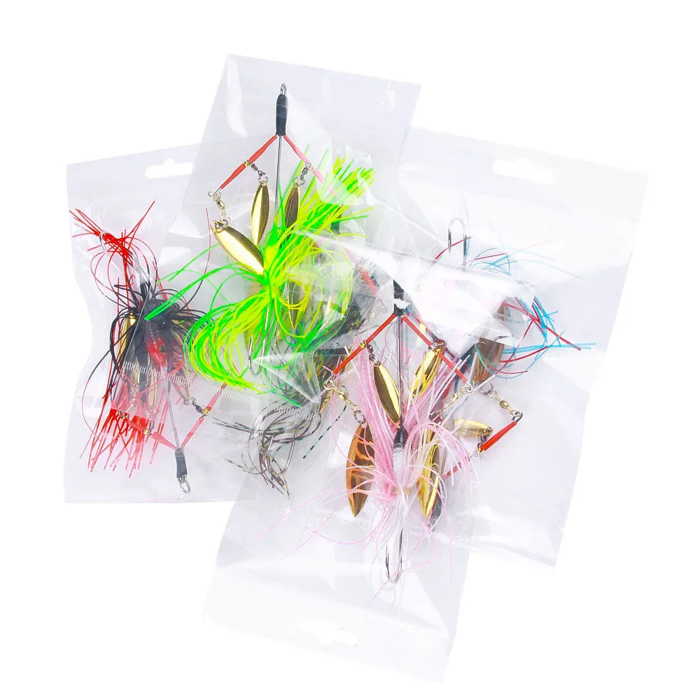 HERCULES 5.12" Spinner Bait Jig with 4 Willow Leaf Sequins Fishing Lure