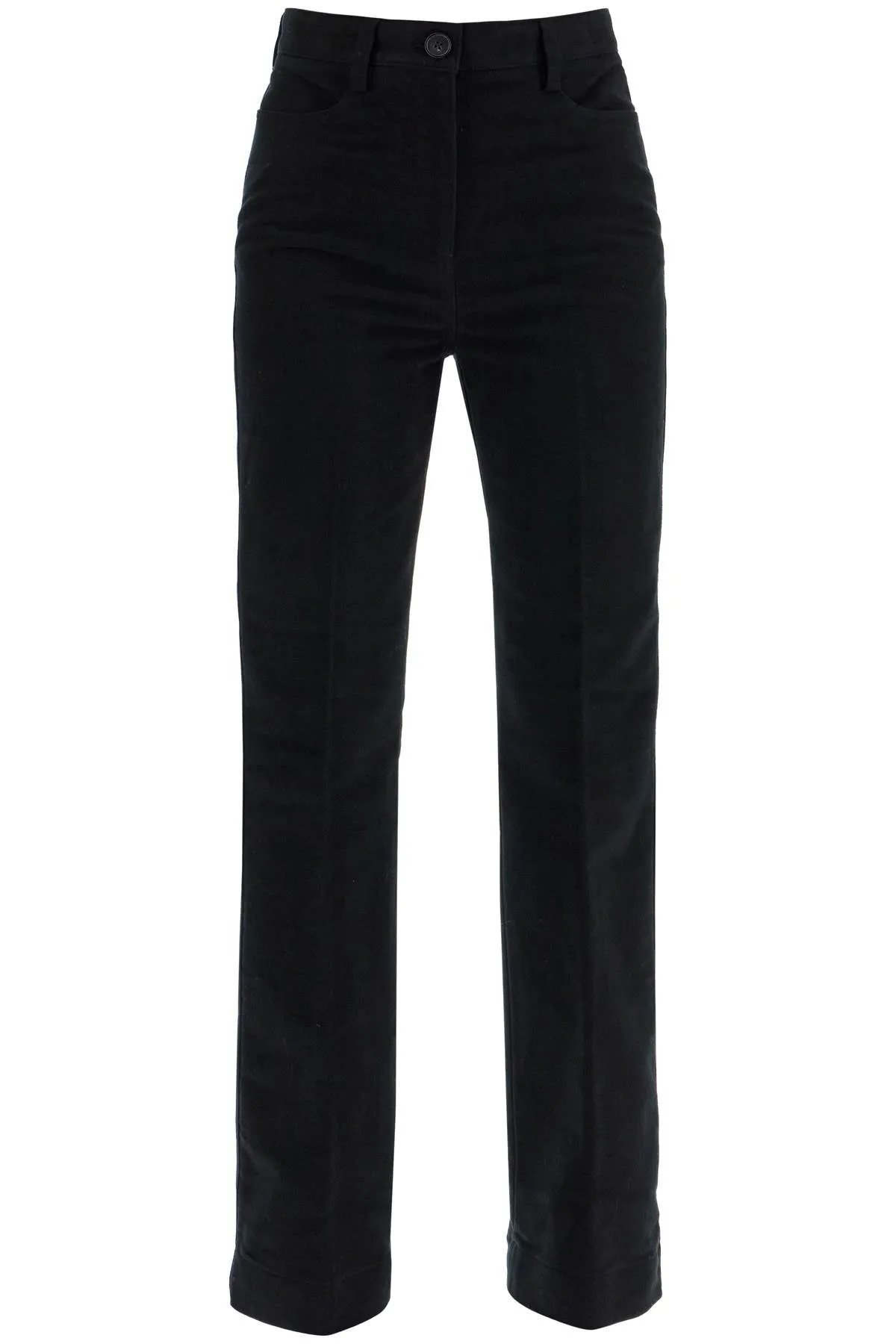 high-waisted flared pants in black organic cotton 241 WRB1058 FB0171 BLACK