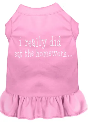 I Really Did Eat The Homework Screen Print Dress Light Pink Xl