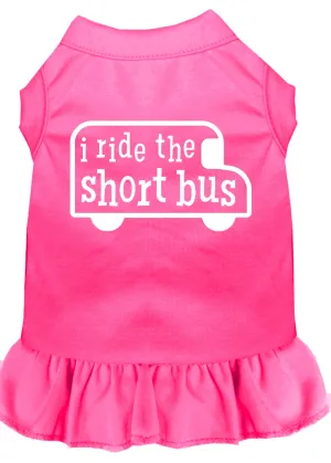 I Ride The Short Bus Screen Print Dress Bright Pink Med