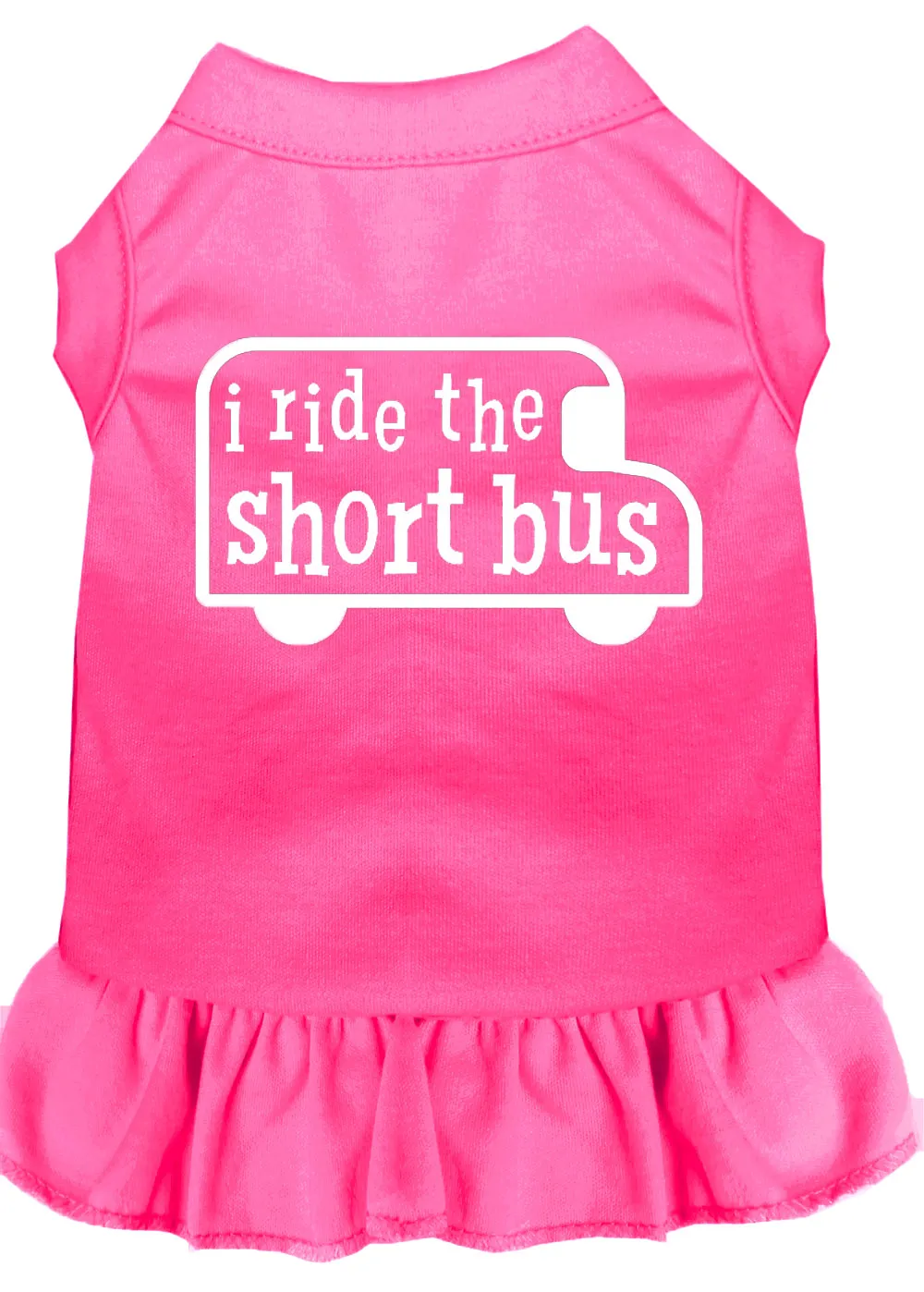 I Ride The Short Bus Screen Print Dress Bright Pink Med