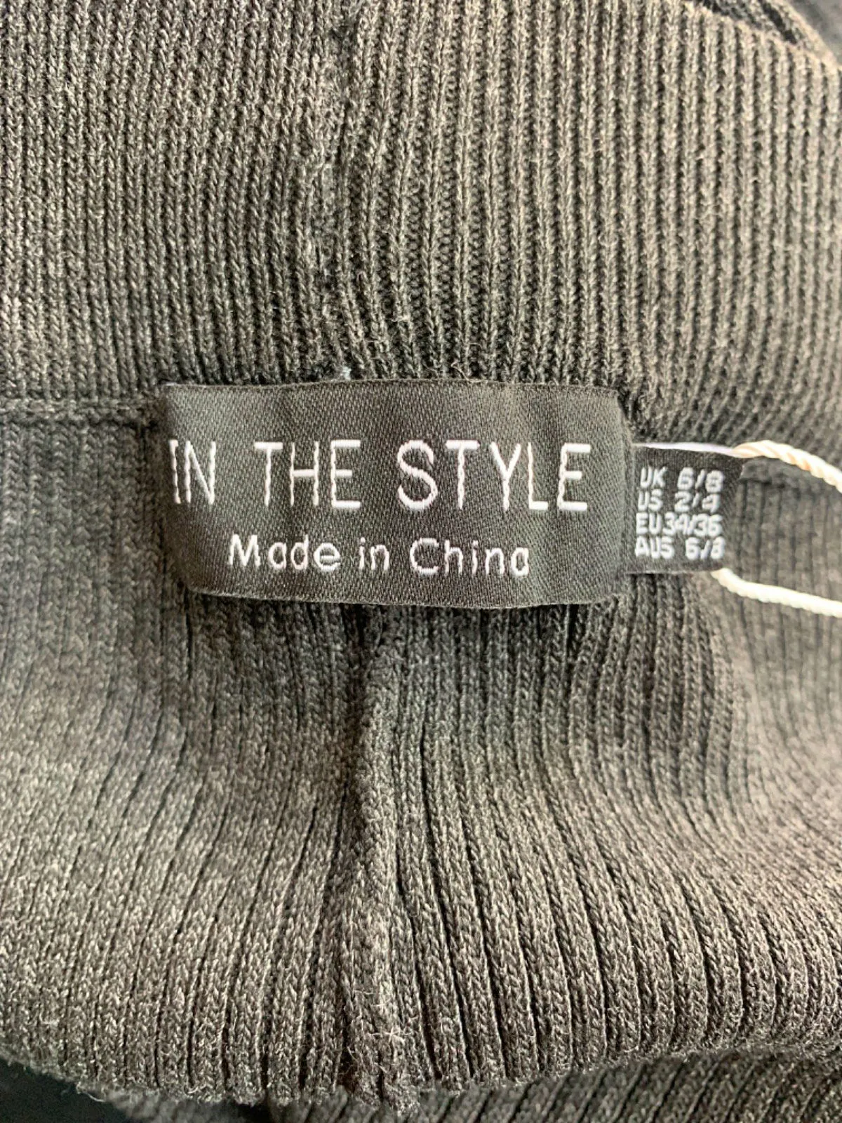 In The Style Black Ribbed Flared Trousers UK 6/8